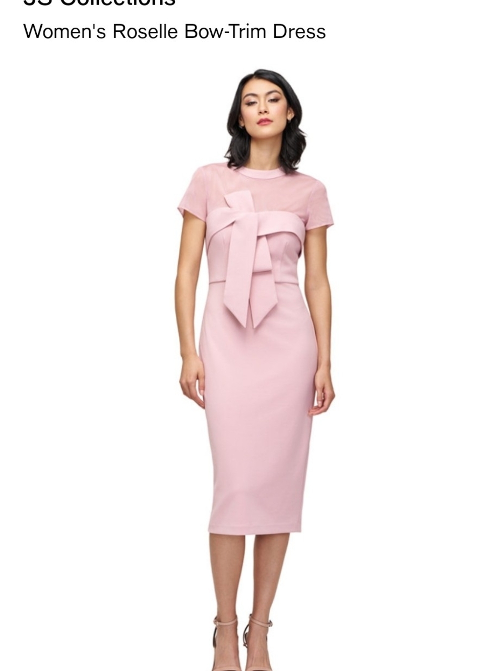 JS Collections Pink Bow-Trim Midi Dress